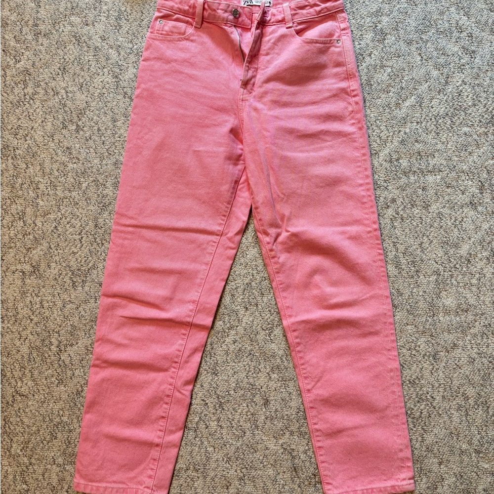 Zara Pink Straight Leg Jeans Vibrant Style